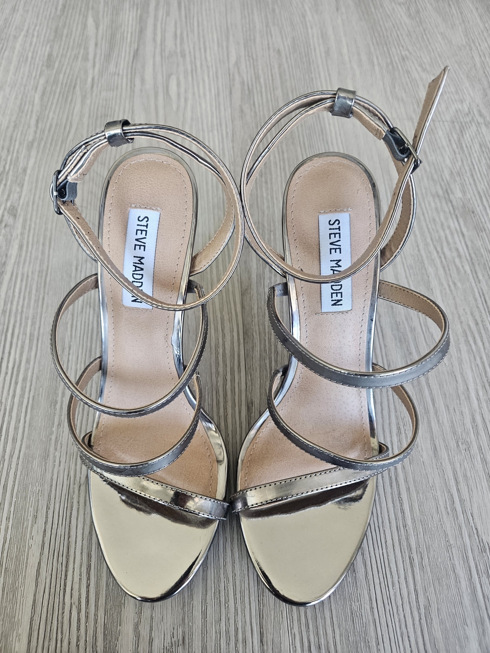 Steve Madden Silver Strappy High Heel Sandals